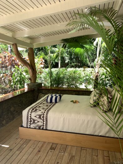 an outdoor chaise on Turtle Island in  Fiji