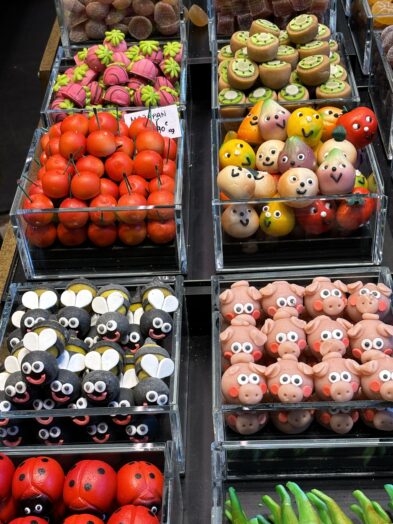 A candy vendor at La Boqueria market in Barcelona