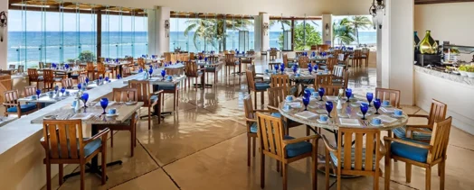 Beachfront dining at Azul in the Caribbean