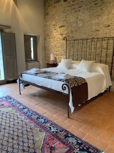 A bedroom at the Chiesa del Carmine winery in Umbria