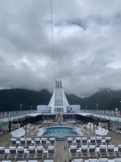 The pool deck on the Seven Seas Splendor