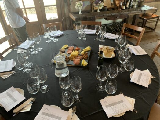 A table set for a wine tasting in Uruguay, one of the ports of call on the Regent Seven Seas Splendor