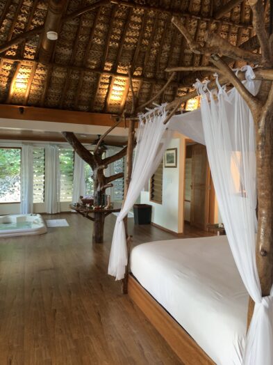 The interior of a private villa on Turtle Island Fiji