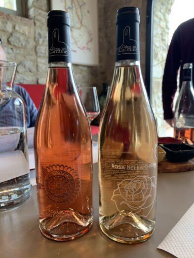 A white wine and Rose wine served at Chiesa del Carmine in Umbria.