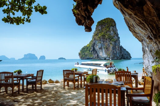 Dining inside a grotto in Thailand