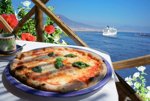 A pizza restaurant in Naples Italy