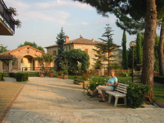 Sitting outside a villa in Tuscany