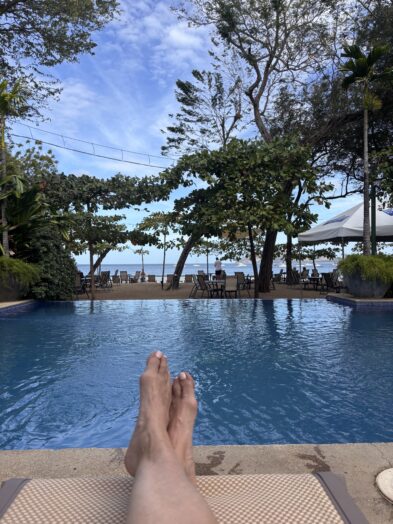 the infinity pool at the Playa Langosta Beach Club