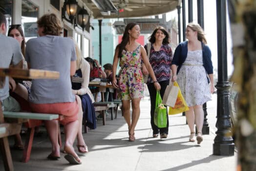 women shopping on a street