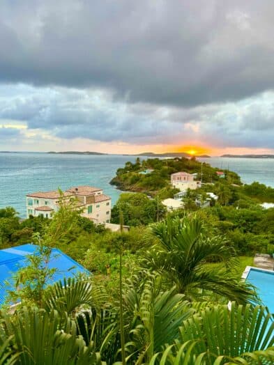 a sunset view of St John