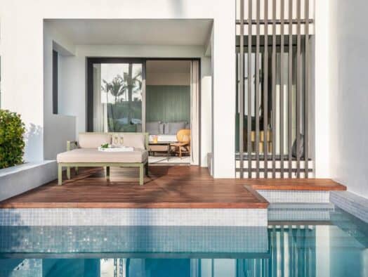 a swim-up suite at a luxury resort in punta cana