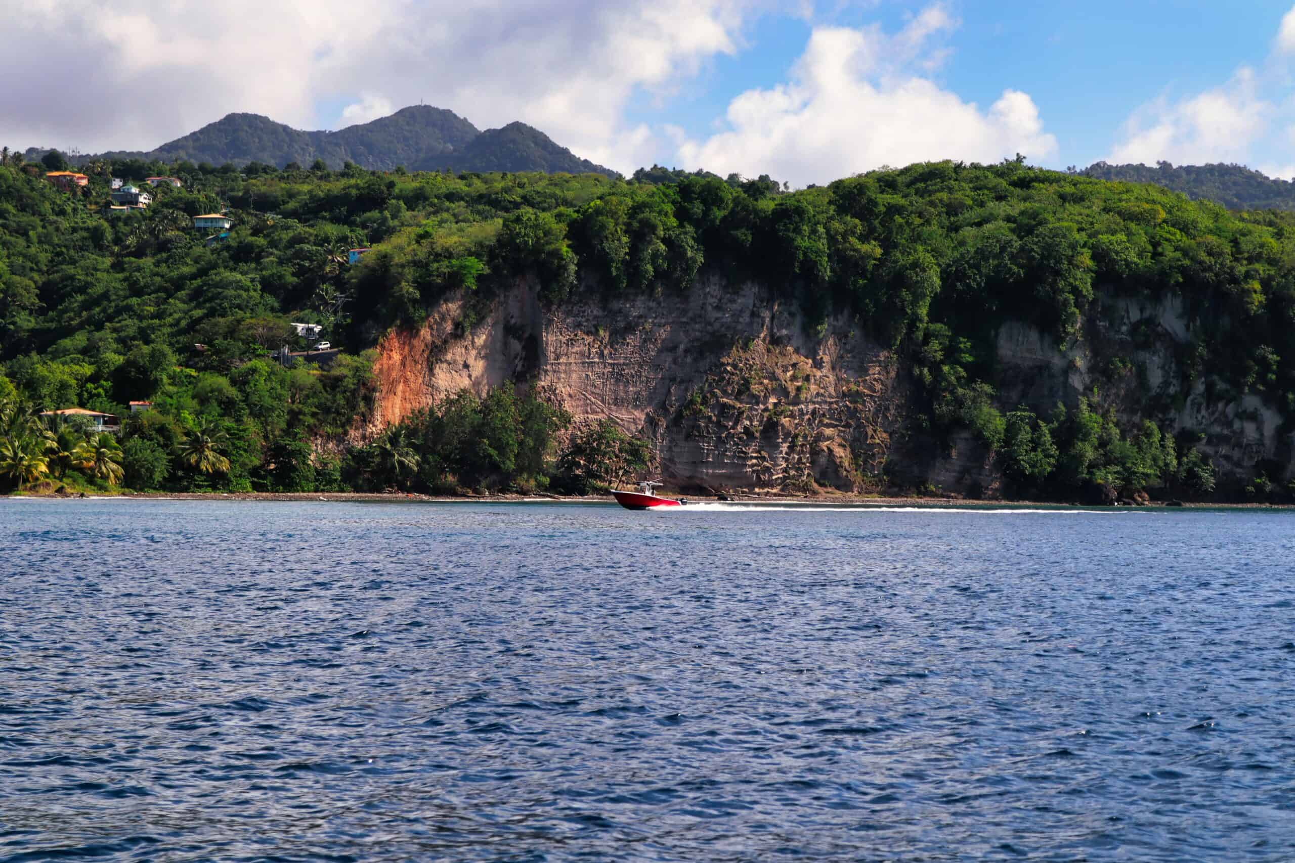 Beachside cliffs and lush greenery in a tropical destination.